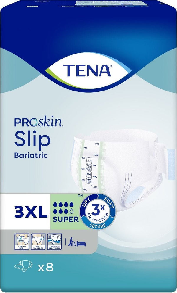 Tena Adult Diapers Slip Super Bariatric 3X Large, 8 Diapers