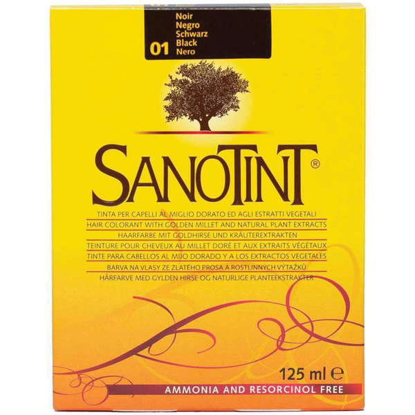 Sanotint #01 Black Permanent Hair Color Kit, Millet and Botanical Extracts, 125 mL