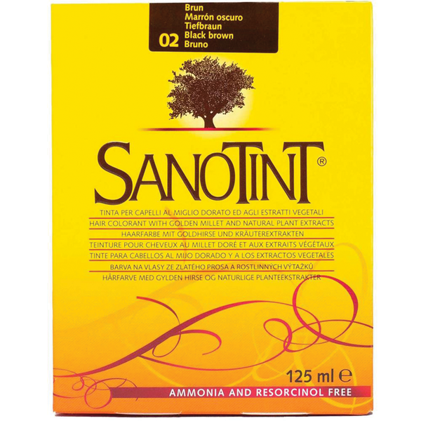 Sanotint #02 Black Brown Permanent Hair Color Kit, Millet and Botanical Extracts, 125 mL