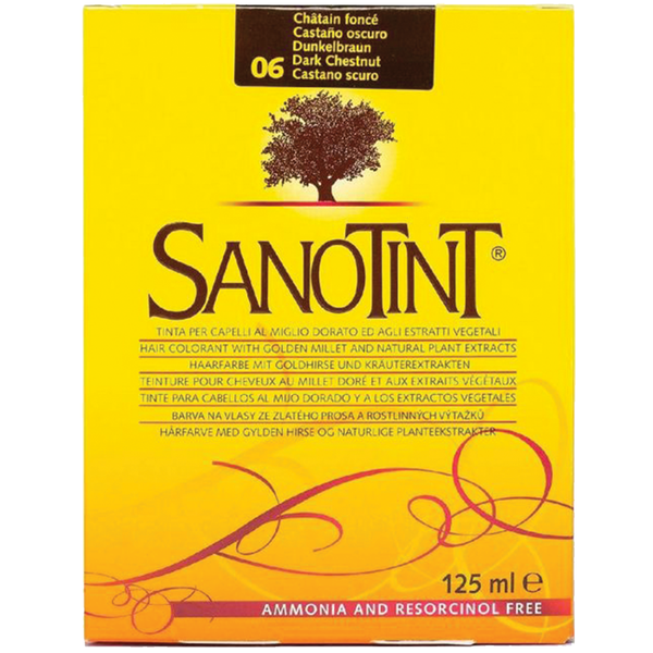Sanotint #06 Dark Chestnut Permanent Hair Color Kit, Millet and Botanical Extracts, 125 mL