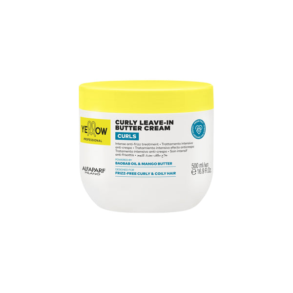 Yellow Curls Leave-In Butter Cream Hair Treatment Baobab Oil Mango Butter 500 ml