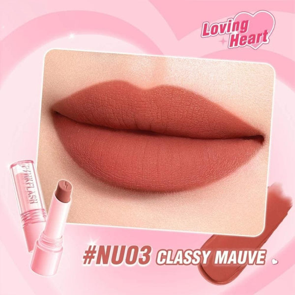 Pink Flash Matte Lipstick Velvety Finish Smudge-Resistant NU03 Classy Mauve Nude
