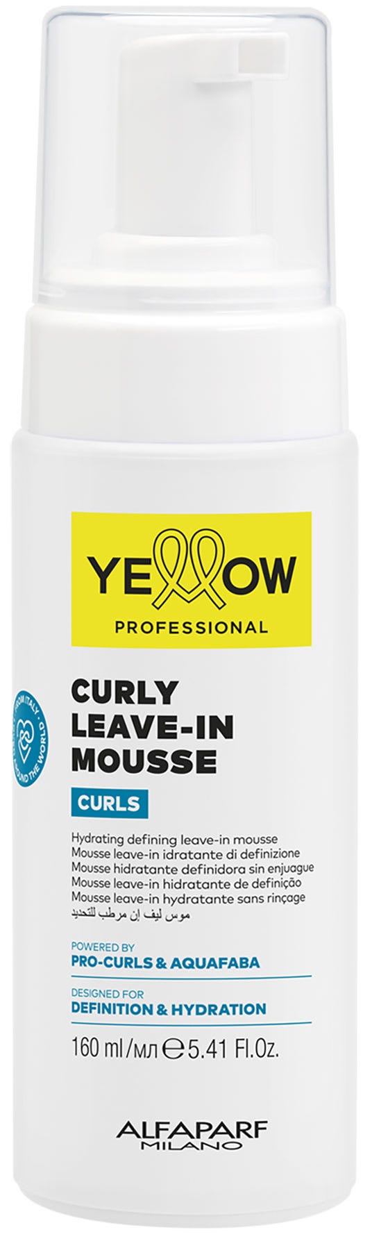Yellow Hair Curls Leave-In Mousse Light Hold Curl Definition Baobab Oil Mango Butter 160 ml