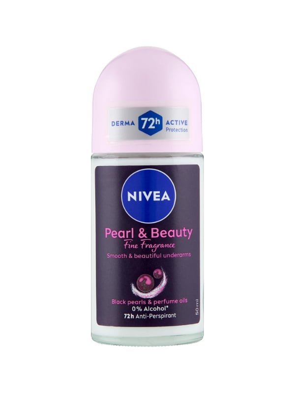 Nivea Pearl & Beauty Roll-On Deodorant, Alcohol-Free, Black Pearl Extract, 50 ml