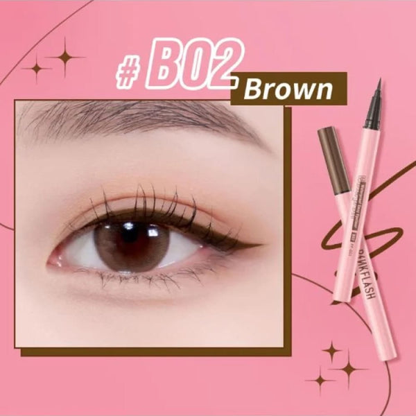 Pink Flash Eyeliner Waterproof Smudge-Proof Precise Tip Brown B02
