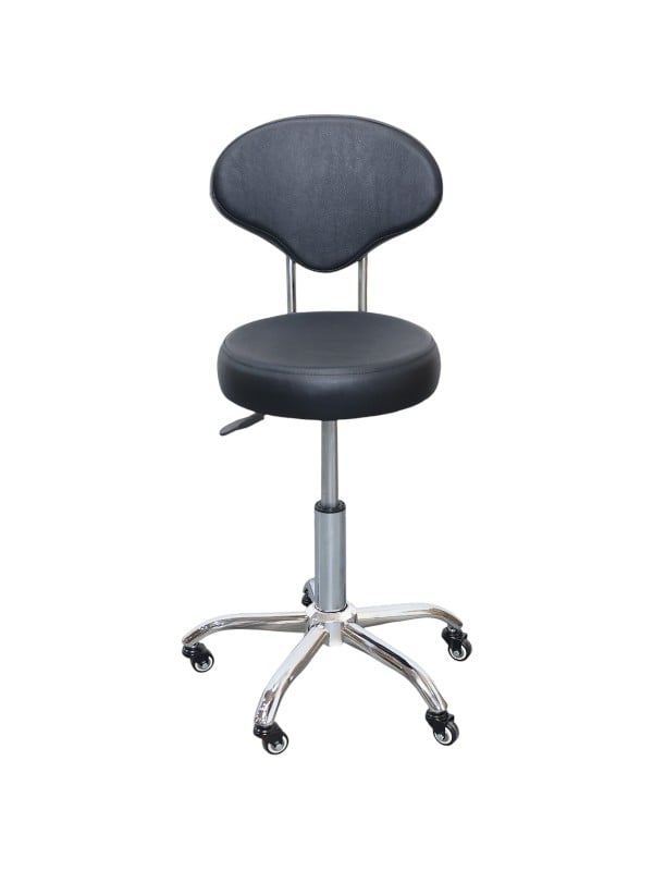 Salon System Rolling Worker Chair with Backrest, Cushioned Seat and Smooth-Rolling Wheels