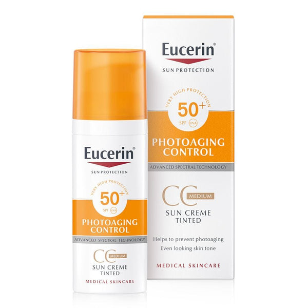 Eucerin Sun Creme Face Tinted CC Cream SPF 50+ UVA/UVB HEVIS Defense Medium 50 ml