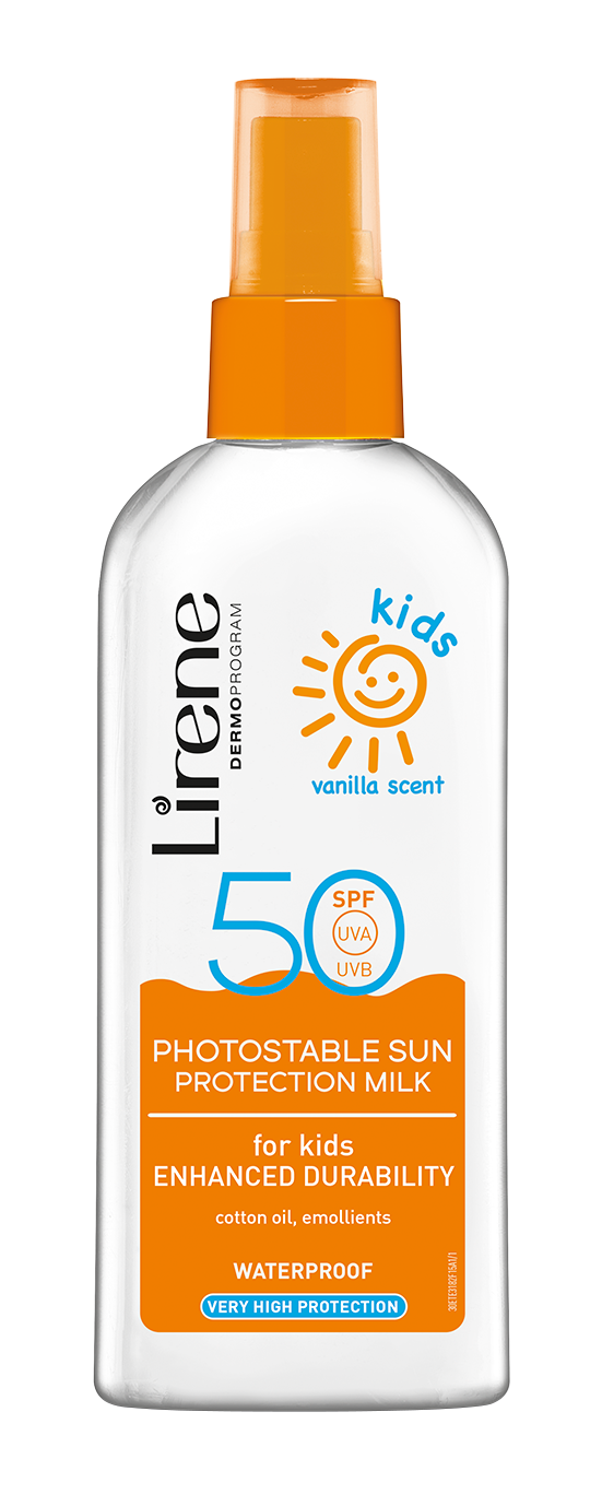 Lirene Kids SPF 50 Sun Protection Emulsion, Photostable UVA/UVB Filters, Vanilla Scent, 150 ml