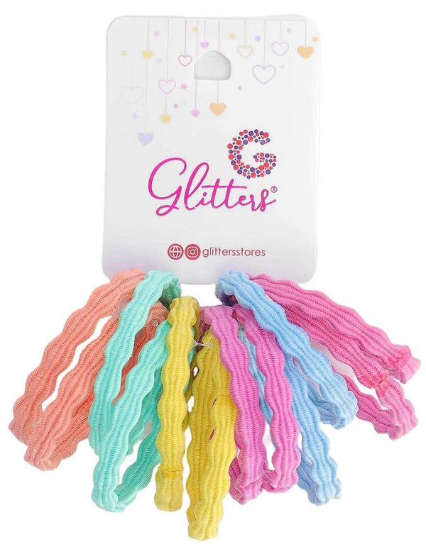 Glitters Glitter Hair Ties Stretchy Colored Elastics 12 Pieces GLT2484