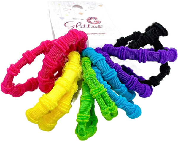 Glitters Trendy Stylish Hair Ties Color Splash Assorted 12 Pieces