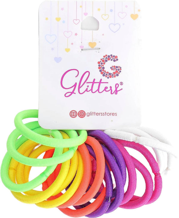 Glitters Glitter Hair Ties Stretchy Colored Elastics, 18 Pieces #GLT2481