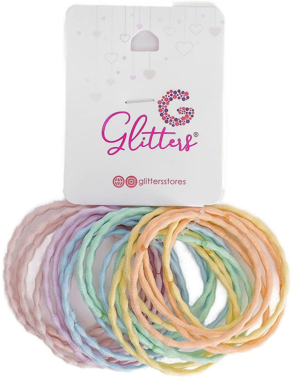 Glitters Trendy Stylish Glitter Hair Ties Stretchy Colored 24 Pieces