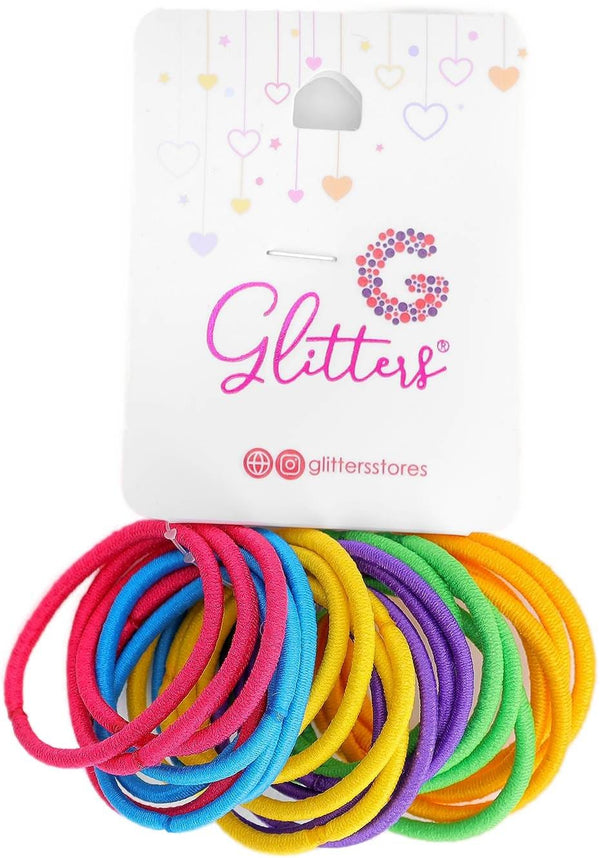 Glitters Trendy Stylish Glitter Hair Ties Stretchy Colored 24 Pieces
