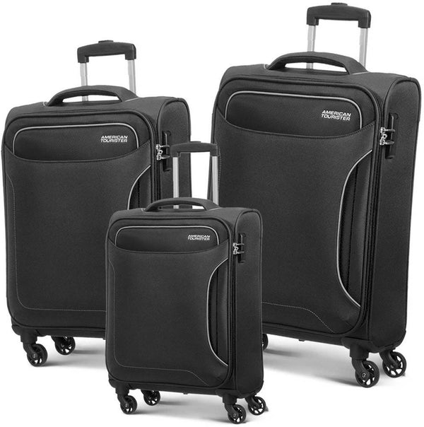 American Tourister Holiday 3-Piece Luggage Set Black TSA Lock Polyester