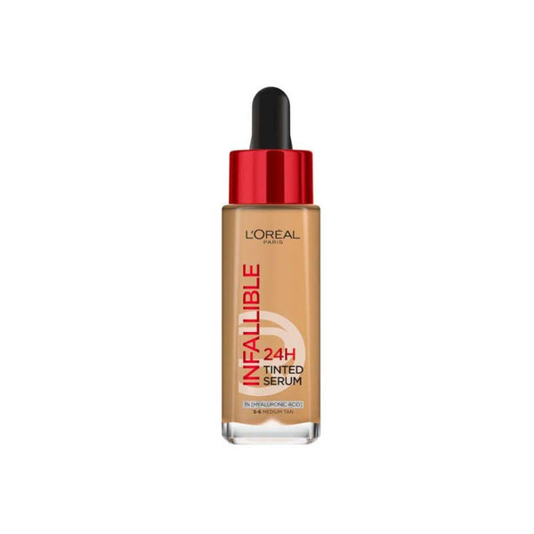 L'Oreal Paris Infallible Tinted Serum Foundation Natural Finish Hyaluronic Acid Medium Tan 5-6