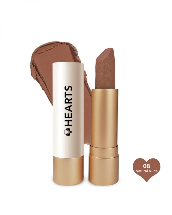 Hearts Cream Lipstick Natural Nude 08 Long-Lasting Hydrating Color