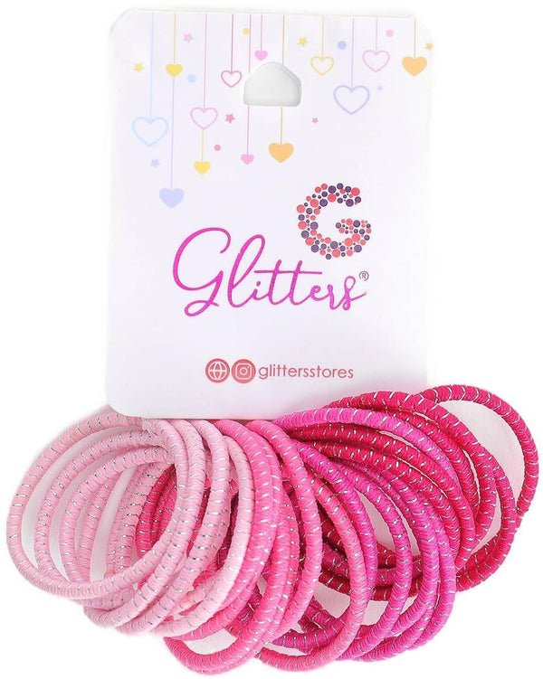 Glitters Trendy Stylish Glitter Hair Ties Stretchy Elastics Red 24 Pieces