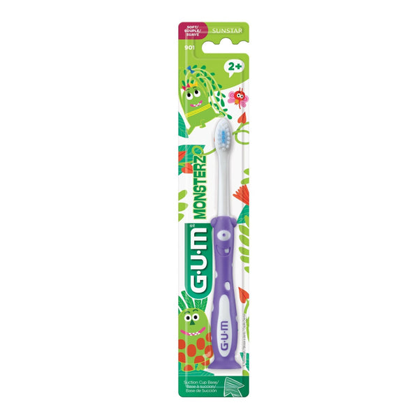 GUM Toothbrush Monster Kids 3-6 Years Soft Bristles Suction Cup