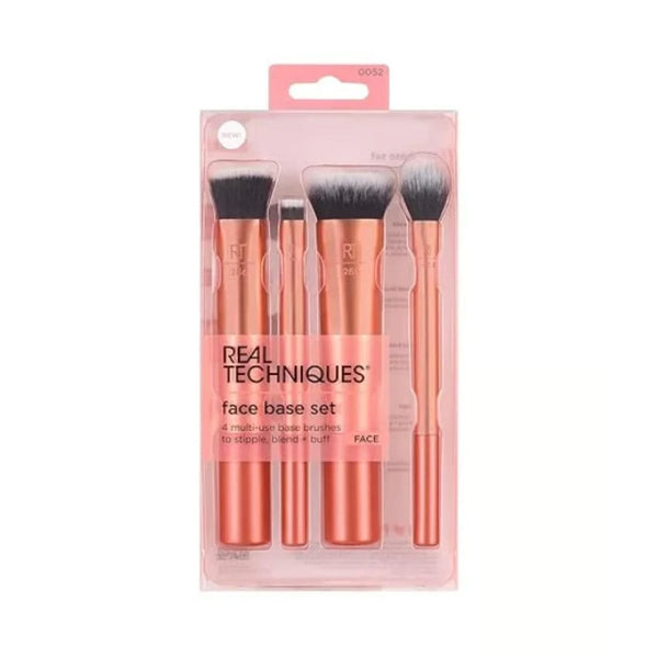 Real Techniques Flawless Base 2.0 Makeup Brush Set, Soft Synthetic Bristles, 4-Piece
