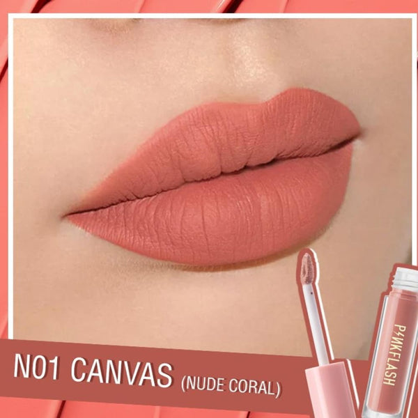 Pink Flash Soft Coral Nude Liquid Lipstick Matte Finish N01