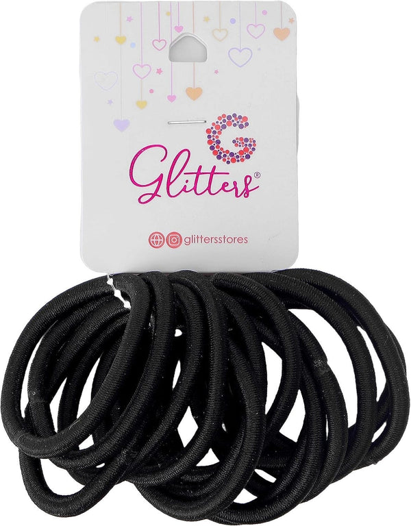 Glitters Trendy Stylish Stretchy Hair Ties Glitter Accents Black 14 Pieces