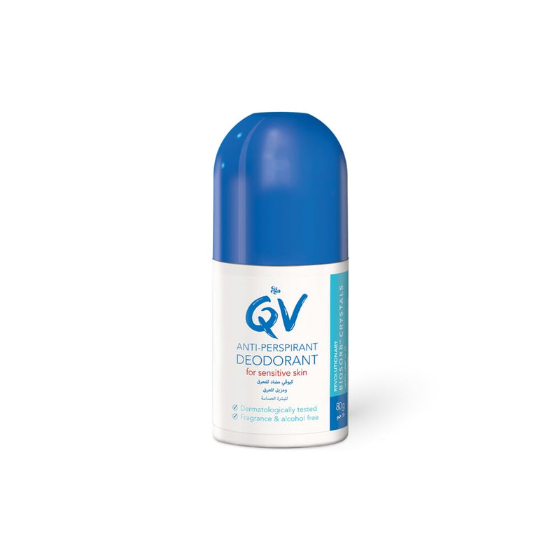 QV Antiperspirant Deodorant Roll-On Sensitive Skin Fragrance-Free Alcohol-Free 80 g