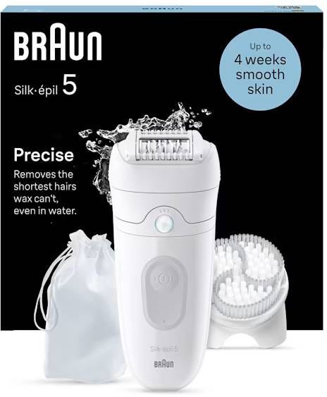 Braun Silkepil 5 5-021 Wet & Dry Cordless Epilator with Massage Roller and Exfoliation Brush