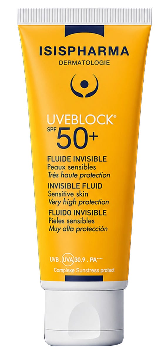 Isispharma Uveblock SPF50+ Invisible Fluid Sunscreen UVA UVB Protection 40 ml