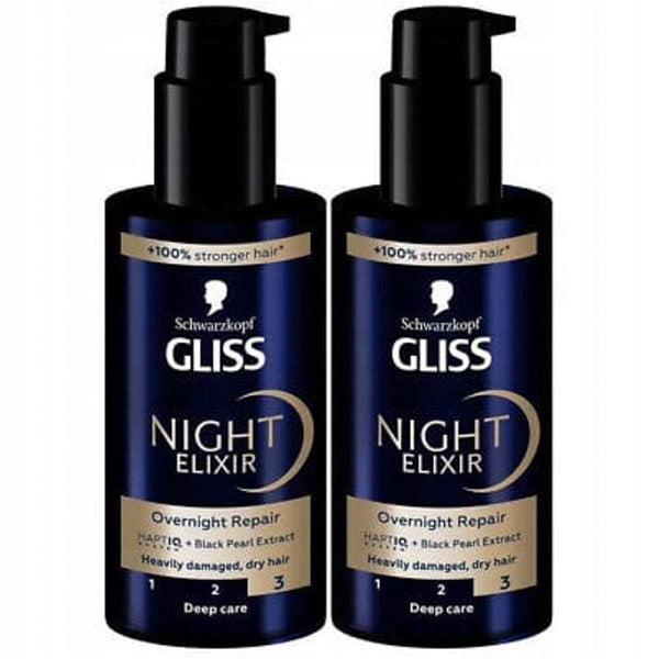 Schwarzkopf Gliss Night Elixir Overnight Repair Hair Serum HAPTIQ Black Pearl 100 ml
