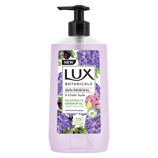 LUX Botanicals Hand Wash Liquid Soap Fig Extract & Geranium Oil 500ml