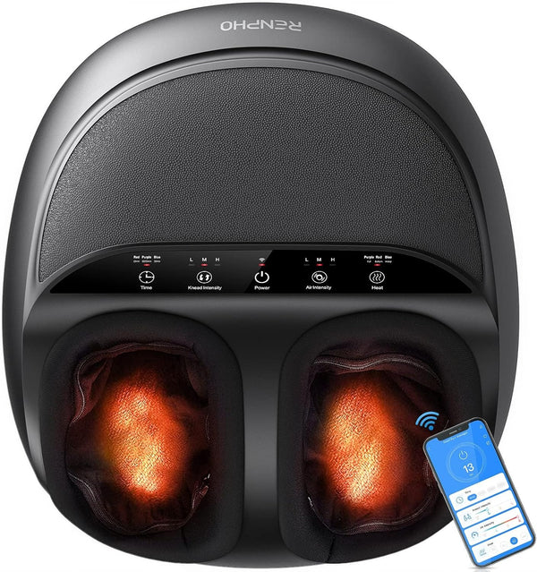 Renpho Shiatsu Foot Massager with Heat, Wi-Fi App Control, Black