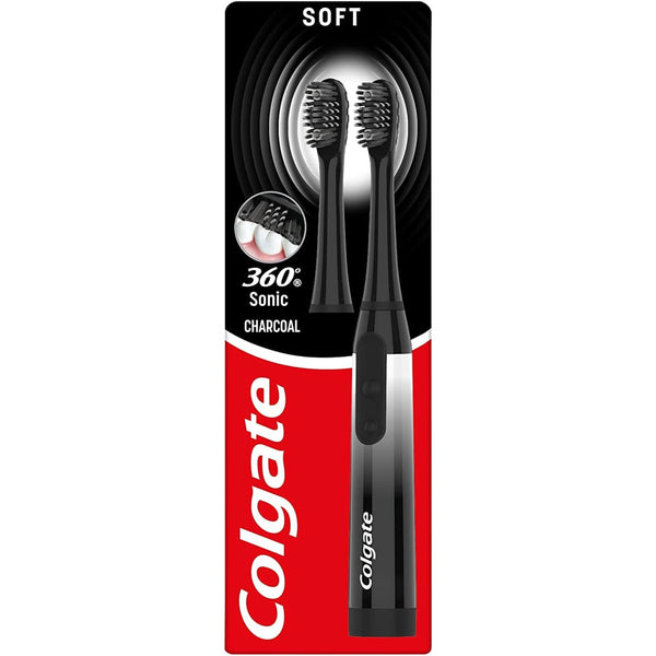 Colgate 360 Sonic Charcoal Soft Battery Toothbrush, 4-Way Cleaning, AA Battery Included