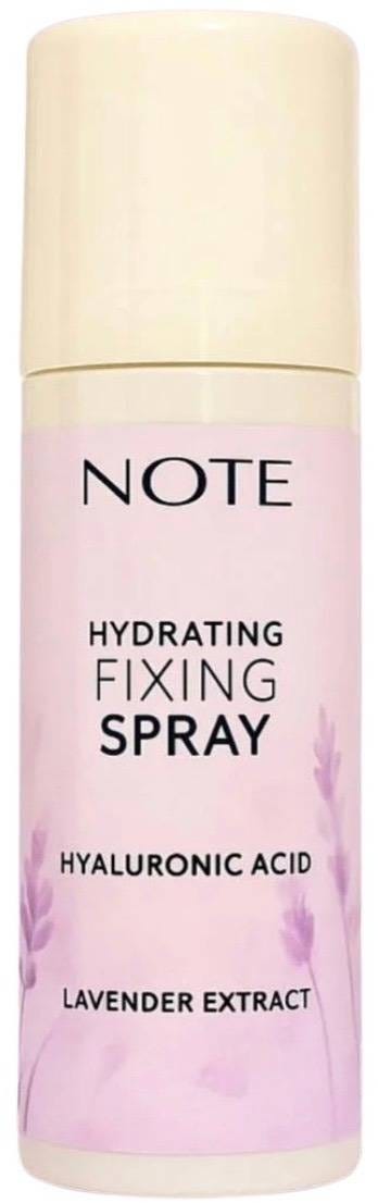 NOTE Hydrating Fixing Spray Liquid Satin Finish Hyaluronic Acid Lavender