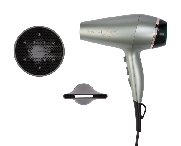 Remington Botanicals AC Hairdryer 2300W Ionic Conditioning with Diffuser and 6mm Concentrator