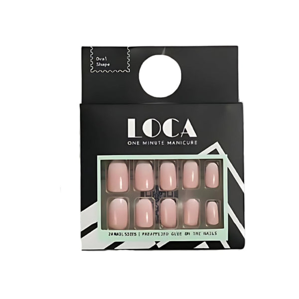 Luca Self-Adhesive Artificial Nails Pink Color 27, Reusable 24-Piece Set