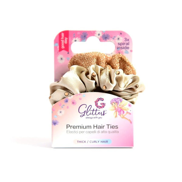Glitters Spiral Scrunchie Soft-Touch Stretch Hair Bands Multicolour 2 Pieces GLT3062