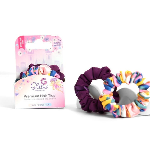 Glitters Spiral Scrunchie Hair Ties, Spiral Design, 2 Pieces #GLT3063