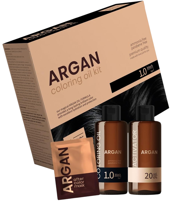 ARGAN COLORING OIL Hair Color Cream Permanent Formula Argan Oil Black 1.0 75 ml