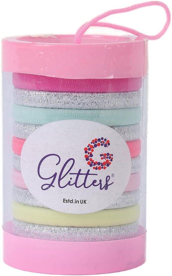Glitters Glitter Hair Ties Stretchy Elastics 12 Pieces #GLT2520