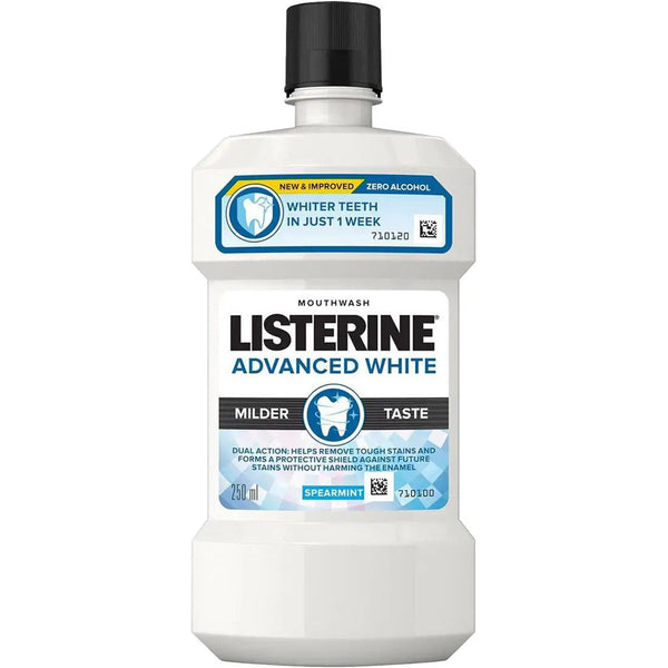 Listerine Advanced White Mouthwash Milder Taste Fluoride Essential Oils