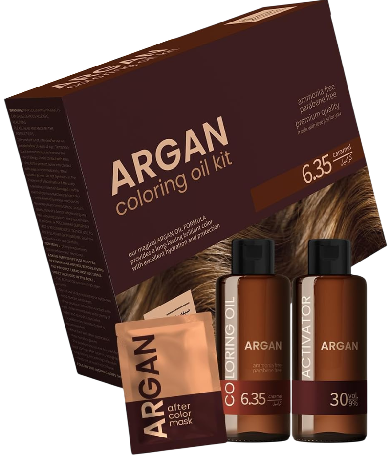 ARGAN COLORING OIL Hair Coloring Cream Kit Argan Oil Caramel 6.35 75 ml