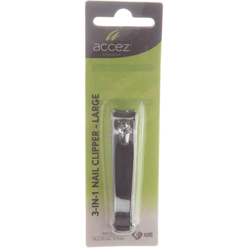 Accez 3-in-1 Large Nail Clipper Stainless Steel with Nail File and Cleaner