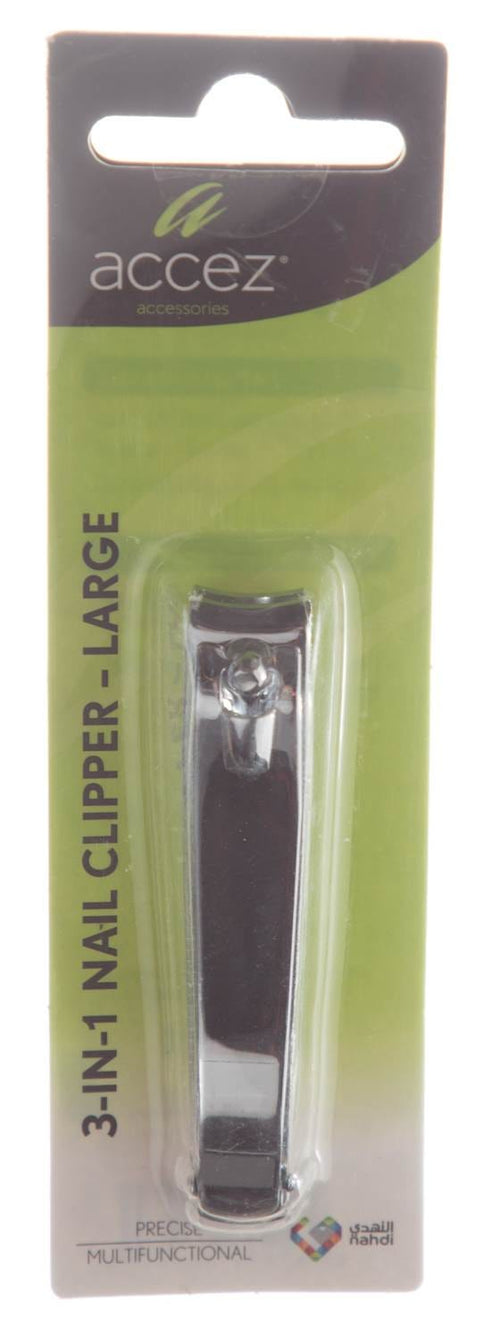 Accez 3-in-1 Large Nail Clipper Stainless Steel with Nail File and Cleaner
