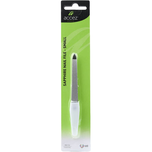 Accez Sapphire Nail File Small White Metal, Coarse and Fine Ends, 1 Pc