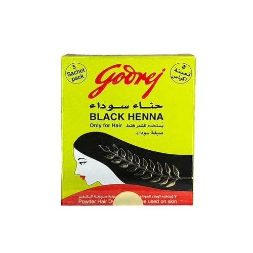 Godrej Black Henna Hair Colour, Natural Black Shade, 5 Sachets