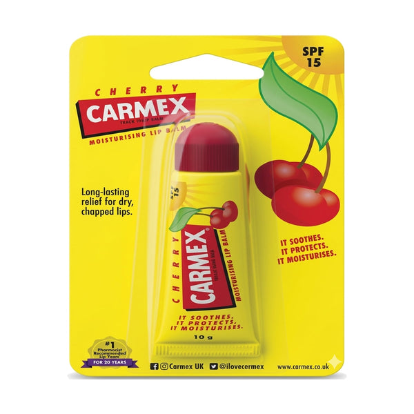Carmex Cherry Moisturizing Lip Balm Squeeze Tube SPF 15, 10 g