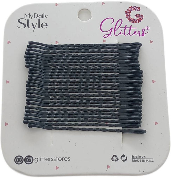 Glitters Black Glitter Hairpins Decorative Hair Accessories, 12 Pieces