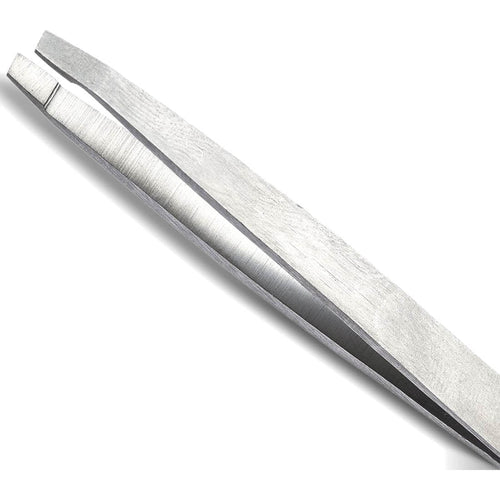Accez Straight Tweezers Stainless Steel Square Tip Anti-Slip Grip 1 Pc