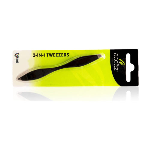 Accez 2-in-1 Tweezers Stainless Steel Dual-Sided Angled and Pointed Tips, 1 Piece