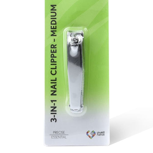 Accez 3-in-1 Nail Clipper, Medium Stainless Steel with File, Cleaner and Chain
